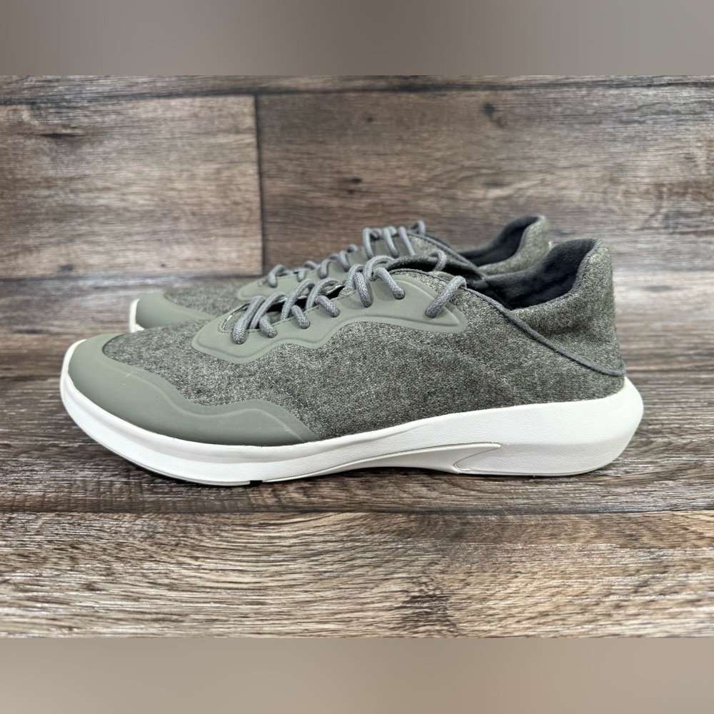 Olukai Koheo Hulu Wool‎ Sneakers Men's 11 in Dust Olive Lace-Up Drop Heel NEW